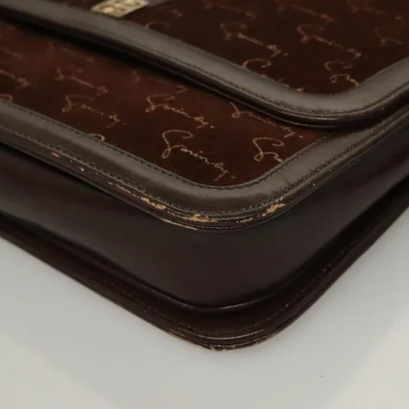 Authentic GIVENCHY Shoulder Bag Suede Brown Gold - Picture 7 of 16